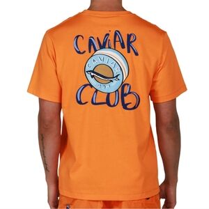 BAIN DE MER CAVIAR CLUB LUXURY RESORT WEAR ORANGE SHORT SLEEVE SHIRT